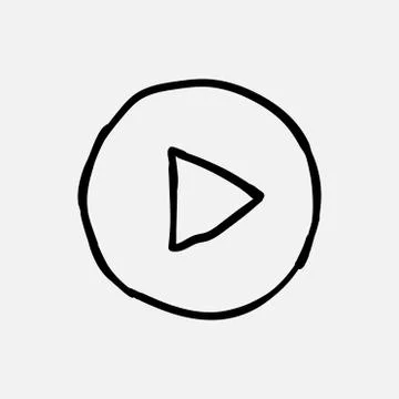 Vector hand drawn play button sign Stock Illustration