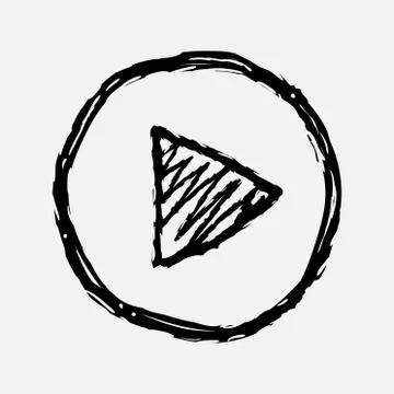 Vector hand drawn play button sign Stock Illustration