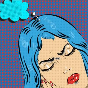 Vector hand drawn pop art illustration of young woman comic Stock Illustration