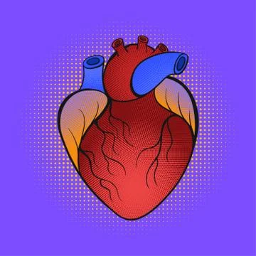 Vector hand drawn pop art illustration of heart. Illustrazione stock