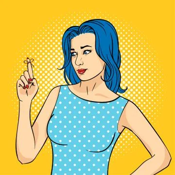 Vector hand drawn pop art illustration of young woman with the Reminder Strin Stock Illustration