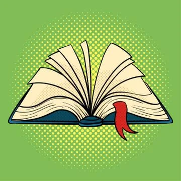 Vector hand drawn pop art illustration of book. Open book. Stock Illustration