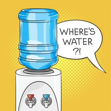 Vector hand drawn pop art illustration of water cooler Stock Illustration