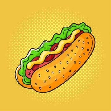 Vector hand drawn pop art illustration of sandwich. Stock Illustration