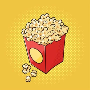 Vector hand drawn pop art illustration of popcorn. Stock Illustration