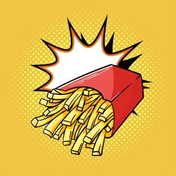 Vector hand drawn pop art illustration of french fries. Stock Illustration