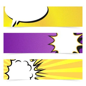 Vector hand drawn pop art banner with speech bubble. Stock Illustration