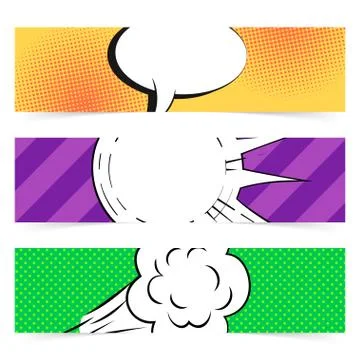 Vector hand drawn pop art banner with speech bubble. Stock Illustration