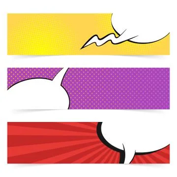 Vector hand drawn pop art banner with speech bubble. Stock Illustration