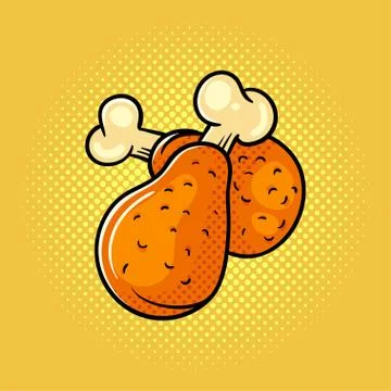 Vector hand drawn pop art illustration of chicken legs. Stock Illustration