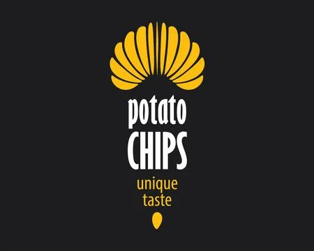 Vector hand-drawn potato chip logo Stock Illustration