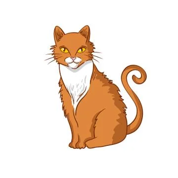 Vector hand-drawn red cat isolated on white background. Stock Illustration