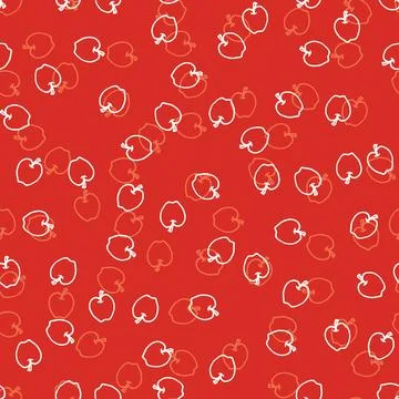Vector hand drawn red floating apples simple seamless pattern background. Per Stock Illustration