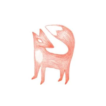 Vector hand drawn red fox Stock Illustration