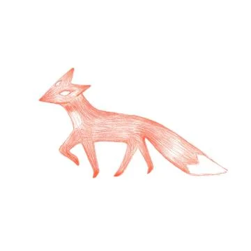 Vector hand drawn red fox Stock Illustration