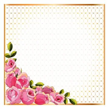 Vector hand drawn rose template. Excellent for gift boxes, Stock Illustration