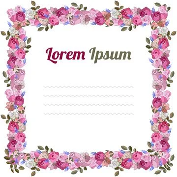 Vector hand drawn rose template. Excellent for gift boxes, Stock Illustration