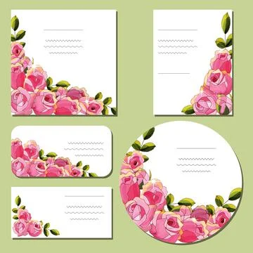 Vector hand drawn rose template. Excellent for gift boxes, Stock Illustration