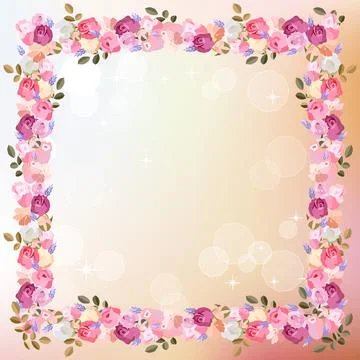 Vector hand drawn rose template. Excellent for gift boxes, Stock Illustration