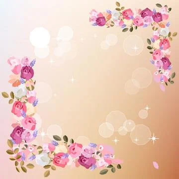 Vector hand drawn rose template. Excellent for gift boxes Stock Illustration