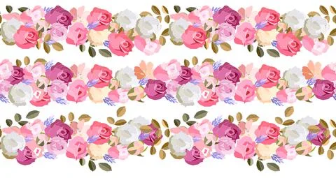 Vector hand drawn rose template. Excellent for gift boxes Stock Illustration