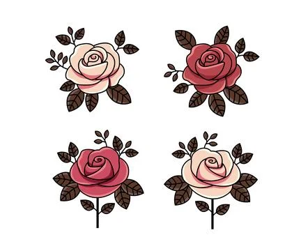 Vector hand drawn roses flower collection Stock Illustration