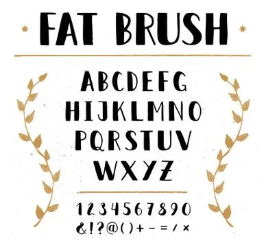 Vector Hand Drawn Sans Alphabet. Letters and Numbers Written with a Brush Pen Stock Illustration