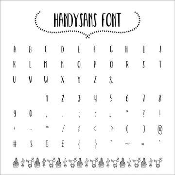 Vector Hand drawn sans font. Full collection Stock Illustration