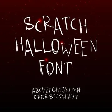 Vector hand drawn scratchy Halloween font. Stock Illustration