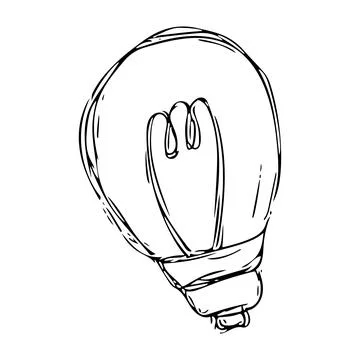 Vector hand drawn scribble bulb isolated on white background. Illustration in Stock Illustration