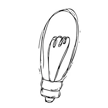 Vector hand drawn scribble bulb isolated on white background. Illustration in Stock Illustration
