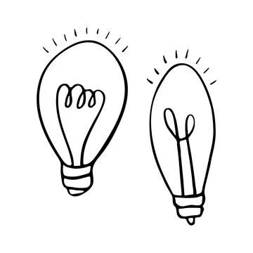 Vector hand drawn scribble bulb isolated on white background. Illustration in Stock Illustration