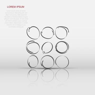 Vector hand drawn scribble circles icon in flat style. Sketch round label s.. Stock Illustration