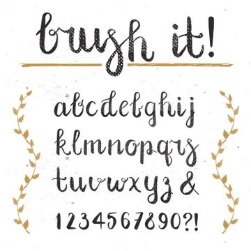 Vector Hand Drawn Script Alphabet. Letters Written with a Brush Pen with Ink Stock Illustration