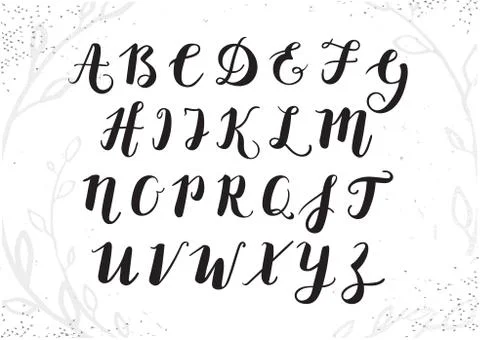 Vector Hand Drawn Script Alphabet. Letters Written with a Brush Pen with Ink Stock Illustration