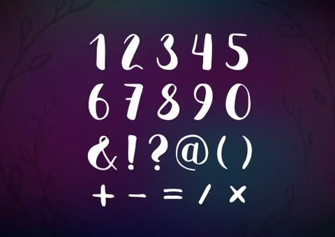 Vector Hand Drawn Script Numbers from 0 to 9. Digits Written with a Brush Pen Stock Illustration
