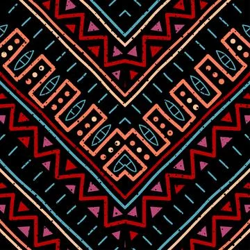 Vector hand drawn seamless folk pattern. Tribal design. Ethnic background Stockillustratie