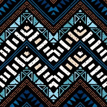 Vector hand drawn seamless folk pattern. Tribal design. Ethnic background Stock Illustration
