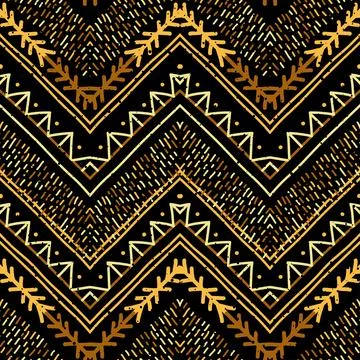 Vector hand drawn seamless folk pattern. Tribal design. Ethnic background Ilustración de archivo