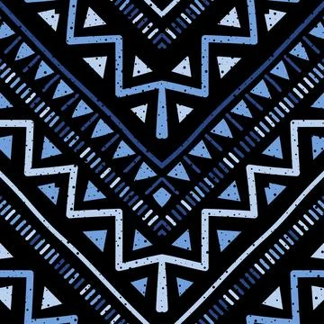 Vector hand drawn seamless folk pattern. Tribal design. Ethnic background Stockillustratie