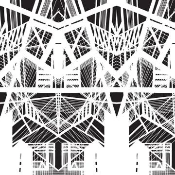 Vector hand-drawn seamless pattern with abstract urban ornament Stock Illustration