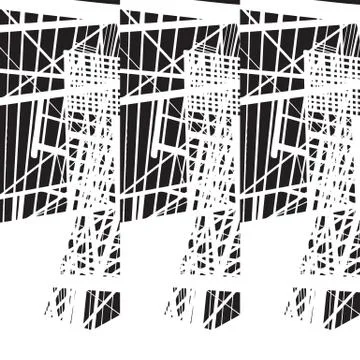 Vector hand-drawn seamless pattern with abstract urban ornament Stock Illustration