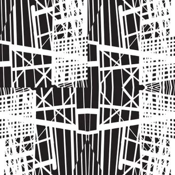 Vector hand-drawn seamless pattern with abstract urban ornament Illustrazione stock