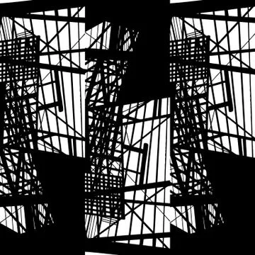 Vector hand-drawn seamless pattern with abstract urban ornament Stock Illustration