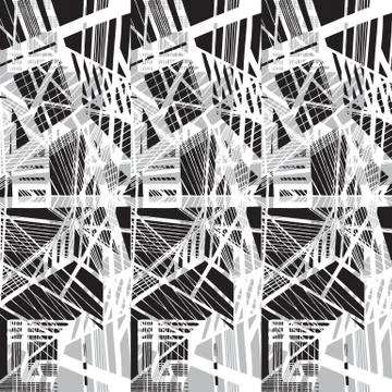 Vector hand-drawn seamless pattern with abstract urban ornament 库存插图