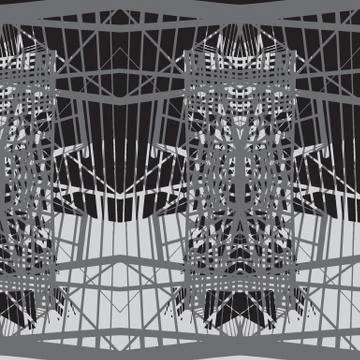 Vector hand-drawn seamless pattern with abstract urban ornament Stock Illustration