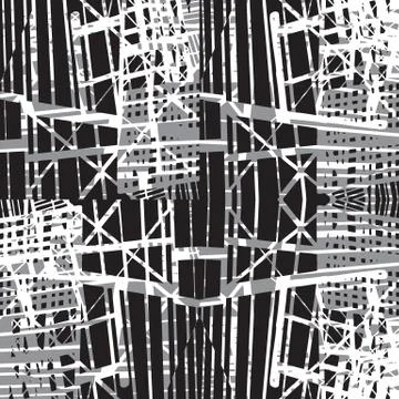 Vector hand-drawn seamless pattern with abstract urban ornament Stock Illustration