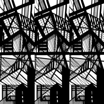 Vector hand-drawn seamless pattern with abstract urban ornament 库存插图