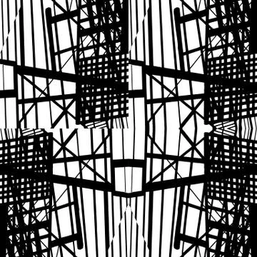 Vector hand-drawn seamless pattern with abstract urban ornament Stock Illustration