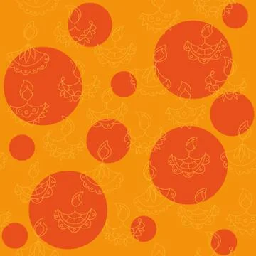 Vector hand drawn seamless pattern with Diwali symbols. holiday background Stock Illustration